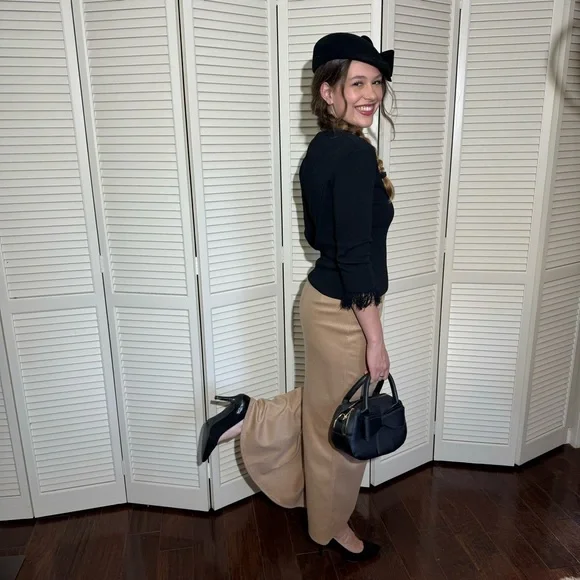 Women’s Black Sweater - Cyrus - Scoop Neck & 3/4 Sleeves with Fringe - Size M - Picture 6 of 16